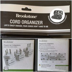 Brookstone Travel Set Regional Adapters + Cord Organizer